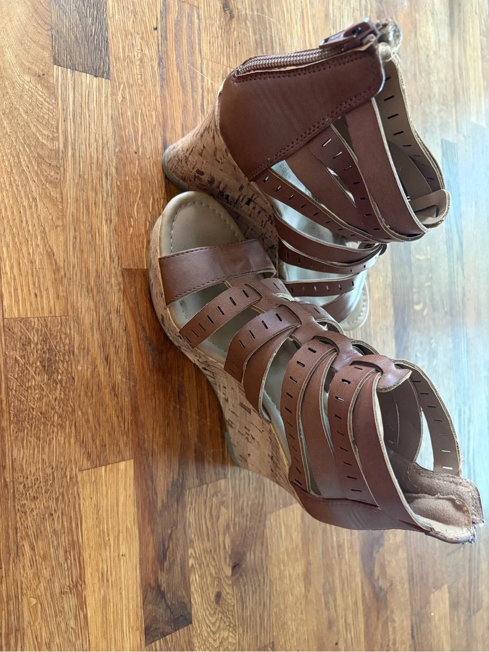 Women’s Brown Strappy Cork Wedge Sandals
